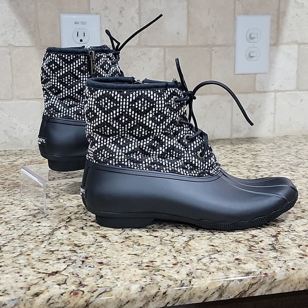 Sperry Saltwater Duck Boots Black/White